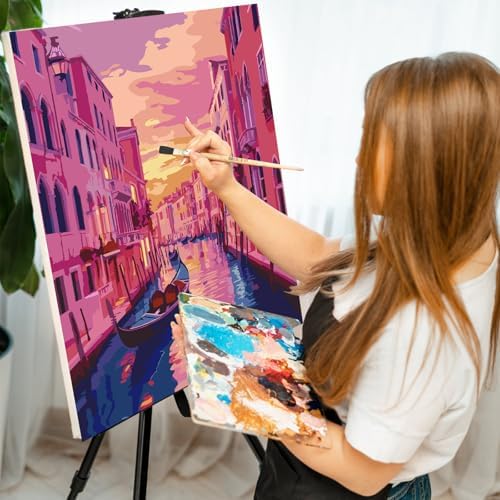 GEEHEIY Paint by Numbers Kit for Adults, Venice Canal Sunset, 16 x 20 Inch - Image 6