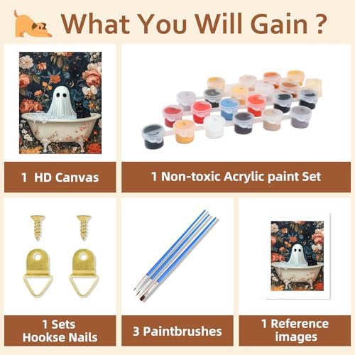 Reivworl Ghost Paint by Numbers Kit for Adults Beginner 16×20 inch - Image 6