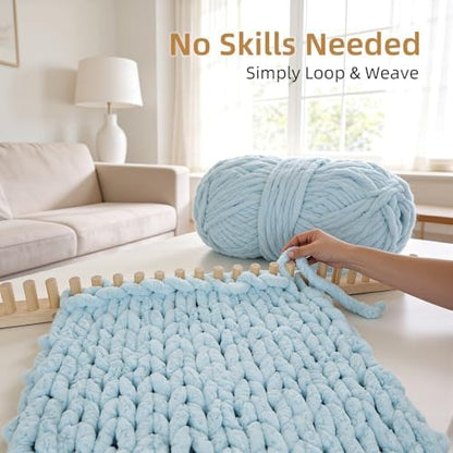 TISOFU 62" Chunky Blanket Loom, Large Wooden Loom Frame, Hand Knitting Kit for Adults Beginners, Adjustable Chunky Blanket Making Kit - Image 5