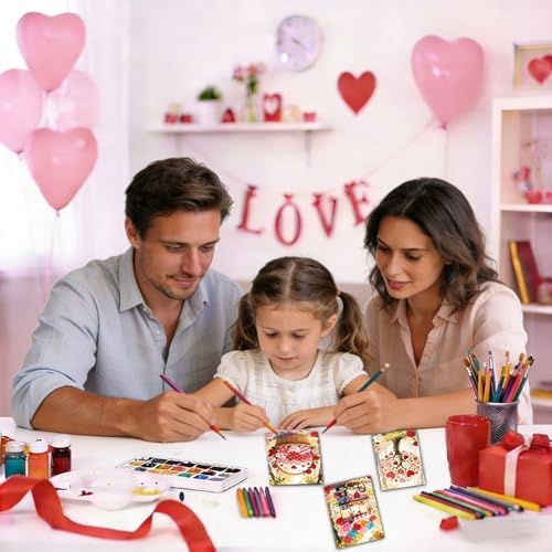 Niteform 12 Packs Valentine's Day Pre Drawn Canvas to Paint， 5x7 in Pre Printed Canvas Boards, Pre Stretched Outline Painting Kits for Beginners, Adults, Party Favors & Romantic Craft Activities - Image 6