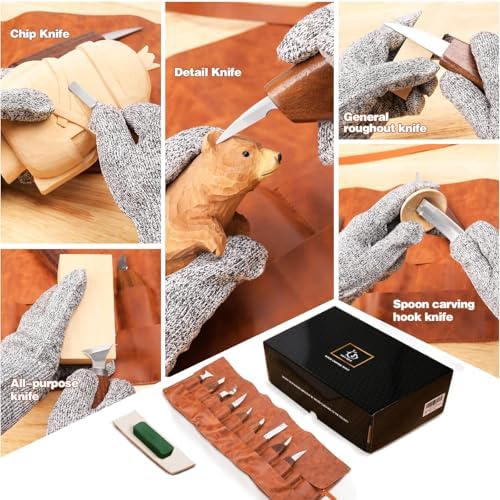 IMYMEE Wood Carving Tools Deluxe-Whittling Knife,Wood Carving Kit,Wood Whittling Kit for Beginners,Spoon Carving Kit,Woodworking Tools Set Large Wood Carving Knife Set - Image 3