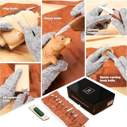 IMYMEE Wood Carving Tools Deluxe-Whittling Knife,Wood Carving Kit,Wood Whittling Kit for Beginners,Spoon Carving Kit,Woodworking Tools Set Large Wood Carving Knife Set - Image 3