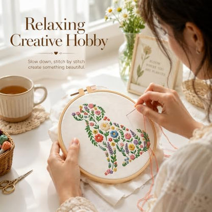 Nuberlic 3 Pack Embroidery Kit for Beginners with Animal Floral Patterm - Image 3