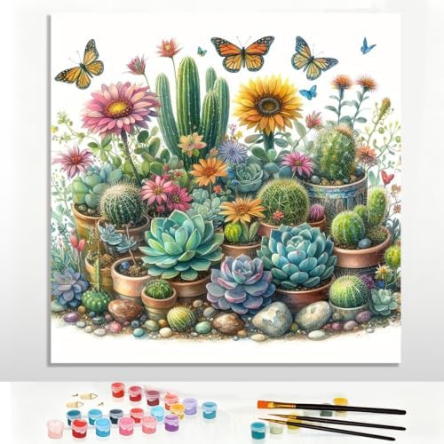 Pxzcrypha Succulent Paint by Numbers Kit for Adults Beginner 16x16inch by Unknown