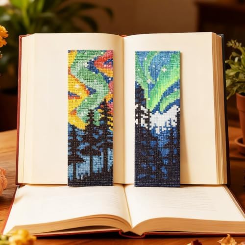 ACRNIGHEET 6PCS Cross Stitch Bookmark Kit for Beginner Stamped Cross Stitch Kits for Adults Nordic Landscapes DIY Embroidery Bookmark Kits Needlepoint Kit with Instructions Craft Gift 8.5''x3'' 11CT - Image 6