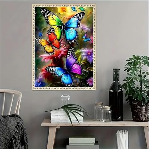 MaiMMaledy Paint by Numbers Kit for Adults Beginners with Framed Canvas Pictures Drawing Painting Acrylic Pigment with Wooden Triangle Easel 8Lx12W inch Colorful Butterfly - Image 6