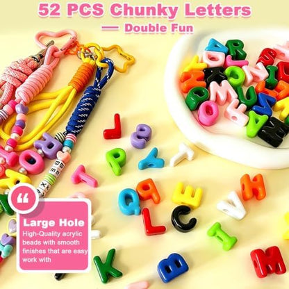 516 Pcs Large Letter Beads Kit for Paracord Keychain, DIY Bag Charm Kit - Image 5