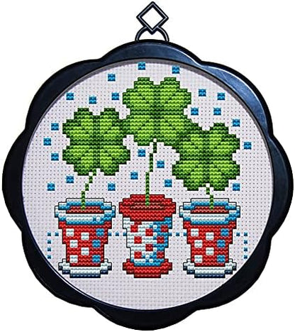 Awesocrafts Cross Stitch Kits Four Leaf Clover 11CT Stamped Patterns Easy Cross Stitching Embroidery Needlework Kit Supplies (Four Leaf Clover) by Awesocrafts