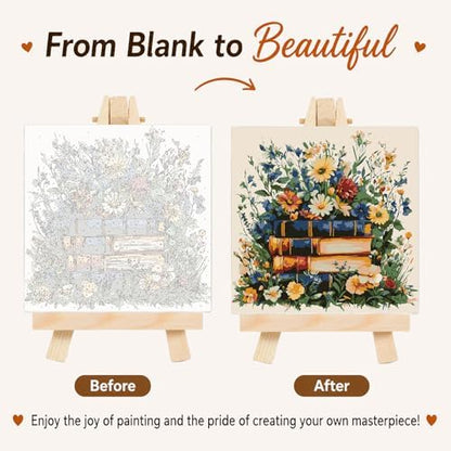 AUKELHJ Framed Paint by Numbers Kit for Adults, Book, 10x10 inch - Image 4