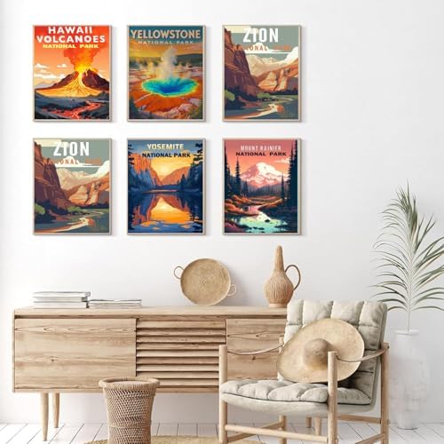 MXCFZX 6 Pack Framed Paint by Numbers Kit for Adults Beginner, Easy National Park Adult Paint by Number Kits on Canvas, National Park Landscape Oil Painting by Numbers for Home Decor Gift (8x12inch) - Image 5