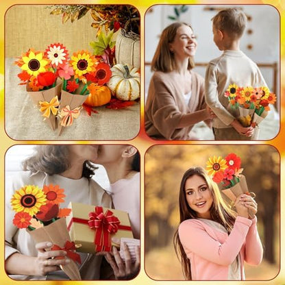 Motipuns 24 Set Sunflower Thanksgiving DIY Bouquet Craft Kit Fall Gifts - Image 6