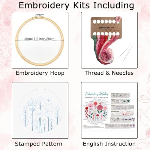 Nuberlic Floral Embroidery Kit for Beginners Adults - Image 6
