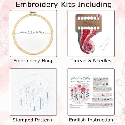 Nuberlic Floral Embroidery Kit for Beginners Adults - Image 6