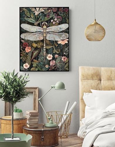 Eiazuiks Stamping Cross Stitch Kit, Dragonfly Counting Cross Stitch Kit for Adult Beginners, Full Line DIY Stitching Kit for Home Decor Cross Stitch Patterns 12x16 inches - Image 2