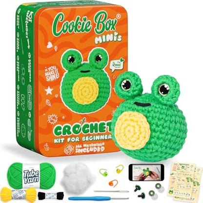 Cookie Box Crochet Kit for Beginners, Frog Mr. Ribbit by CookieBox