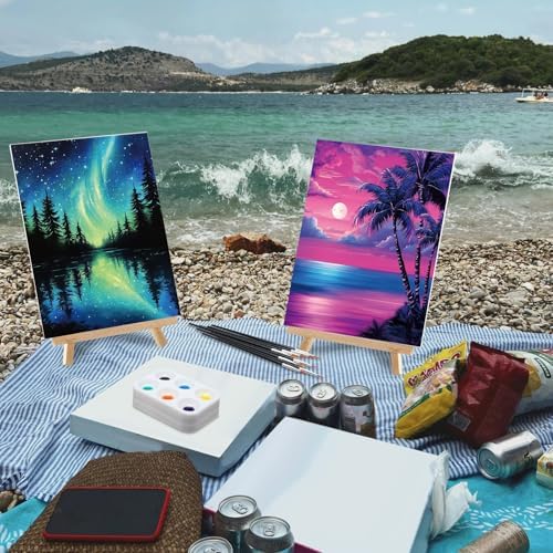 Ctosree 12 Sets Pre Drawn Canvas Kit for Painting,Summer Sunset,8 x 10 in - Image 5