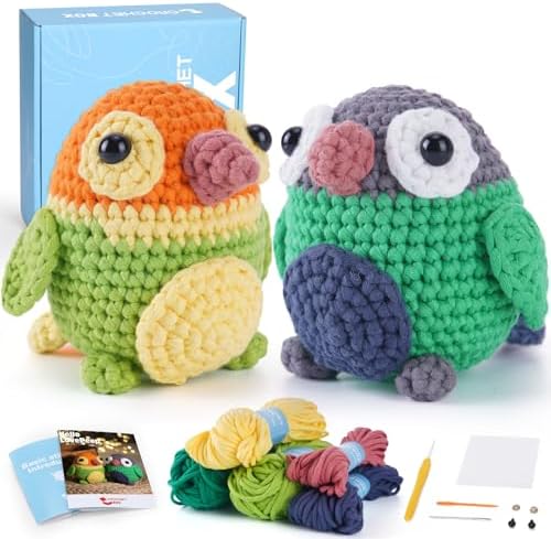 CrochetBox 2 Pack Love Birds Crochet Kit for Beginners, Adults and Teen by CROCHETBOX