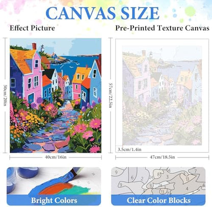 PRASIO Paint by Numbers Kit for Adults Beginner, Landscape Easy Adult Paint by Number Kits on Canvas, DIY Acrylic Watercolor Oil Paint by Number for Adults for Home Decor Gift 16x20 Inch - Image 3