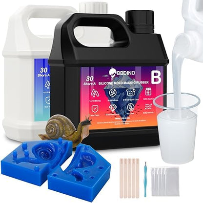 BBDINO Silicone Mold Making Kit 30A 4.4 lbs Translucent, High Strength Liquid Silicone Rubber for Molds Making,1:1 By Volume Ideal for Casting Resin/Silicon/Soap/Concrete Molds by BBDINO