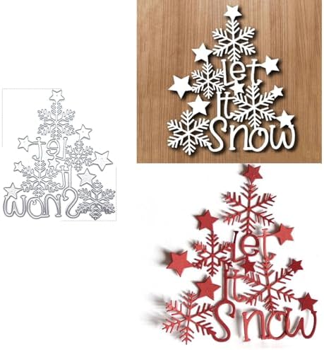 Scrapbooking Die-Cuts, Christmas Metal Cutting Dies for Card Making, Paper Craft Punch Template, Background Embossing Stencils, DIY Album Décor (Star Snowflakes Let It Snow-10x8.6cm) by FAWENUCY