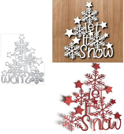 Scrapbooking Die-Cuts, Christmas Metal Cutting Dies for Card Making, Paper Craft Punch Template, Background Embossing Stencils, DIY Album Décor (Star Snowflakes Let It Snow-10x8.6cm) by FAWENUCY