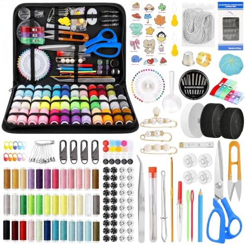 301pcs Sewing Project Kit with Thread, Scissors, Needles, Pins, Measuring Tape, and Accessories in Zippered Case (309PCS Sewing Kit) by Unknown
