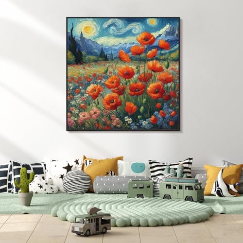 Yezavesu Framed Paint by Numbers Kit for Adults Starry Night, Flowers - Image 6