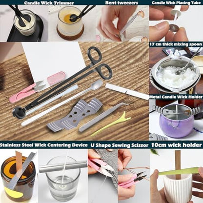 136PCS Professional Candle Making Kit with Soy Candle Wicks,Big Hole Long Wicking Needle for Molds with Storage Bag,Wick Trimmer,Mold Hook Eye Punch Needle for Candle Lover Beginner - Image 6