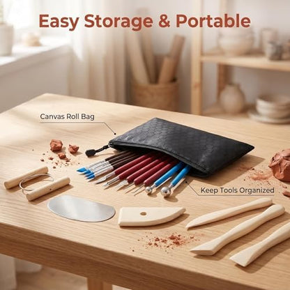 DaChihSheng 27 Pcs Clay Tools Kit Pottery Tools Polymer Clay Sculpting Tools Kit for Carving Air Dry Clay Tools Set for Adults Clay Sculpting Tools Ceramic Tools Graving Tools use for DIY Handicraft - Image 2