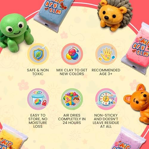 Air Dry Clay for Kids – 72 Colors Soft Modeling Clay Kit, Non-Toxic, DIY Model Art & Crafts Toys with Sculpting Tools, Paintable Craft Kit, Home Party Favors, Birthday Gift for Ages 3+ - Image 3