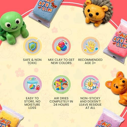 Air Dry Clay for Kids – 72 Colors Soft Modeling Clay Kit, Non-Toxic, DIY Model Art & Crafts Toys with Sculpting Tools, Paintable Craft Kit, Home Party Favors, Birthday Gift for Ages 3+ - Image 3