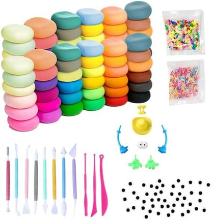 Adult Air Dry Clay,Magic Foam DIY Molding Clay,Set 142 Pieces – 72 Colors Ultra Light Modeling Clay with Tools Accessories and Decorations, Non-Toxic Soft Clay for Crafts DIY Projects and Party by Unknown