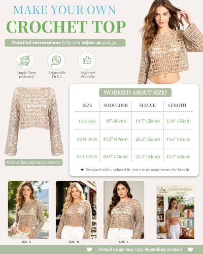 Aeelike Crochet Kit for Adults,Women Crochet Top Beach,Gradient Cotton Yarn - Image 4