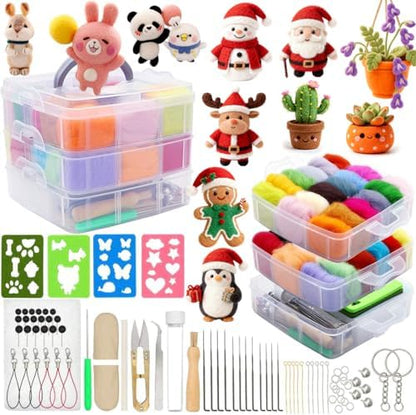 West Bay Needle Felting Kit 109 Pieces Set, Wool Roving 36 Colors with Complete Felt Tools and Storage Box Needle Felting Starter Kit for DIY Craft Animal Home Decoration Birthday Gift by WESTBAY