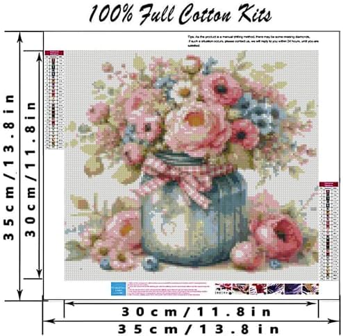 MYBISYMQQ Stamped Cross Stitch Kits - Flower Embroidery Starter Kit for Adult Beginners, Cross Stitch Kits Embroidery Kit Arts and Crafts for Beginners,Crafts for Home Wall Decor 13.7x13.7 inches - Image 2