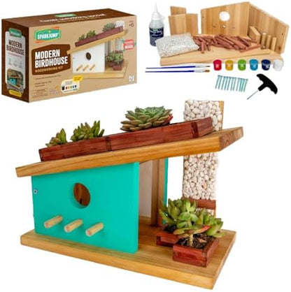 Sparkjump Modern Birdhouse Woodworking Kit by SparkJump