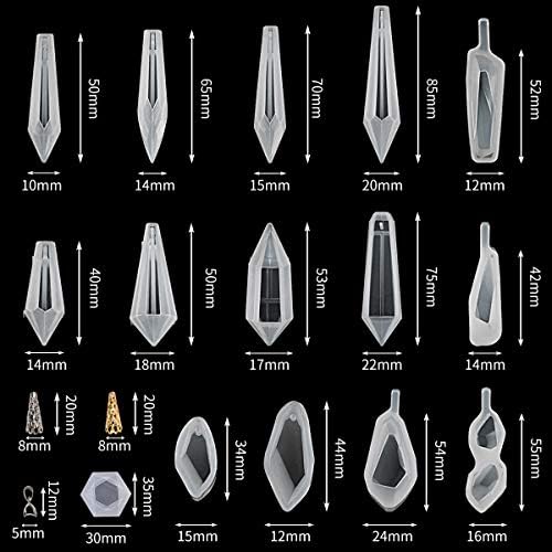 Suhome Crystal Resin Molds,15 PCS Silicone Molds for Resin, Pendulum Resin Pendant Molds for Making Necklace, UV - Image 5