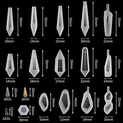 Suhome Crystal Resin Molds,15 PCS Silicone Molds for Resin, Pendulum Resin Pendant Molds for Making Necklace, UV - Image 5