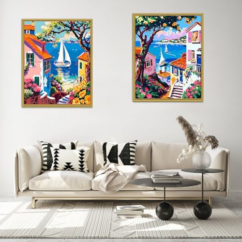 ZTOTZ Paint by Number for Adults Landscape, Village Scenery Adult Paint by Number Kits on Canvas, DIY Landscape Digital Oil Number Painting for Festival Gift Decor (16x20 Inch) - Image 4