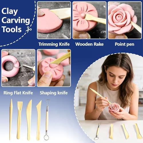 OSBANG Air Dry Clay Glaze and Tools Kit, 100ml Gloss Clear Varnish with 29-Piece Clay Sculpting Set, Protective Top Coat for Polymer Clay and Acrylic Paintings, for Crafting and DIY Projects - Image 3