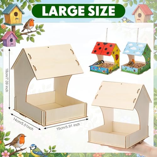 DoubleFill 10 Pack Wooden Bird Feeder Kits, DIY Bird House Kits, Build and Paint Your Own Craft for Adults, Unfinished Birdhouse Wood Craft for Educational Fun Art Outdoor Activities Gifts - Image 2