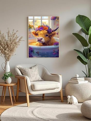 Mowana Paint by Numbers Kit for Adults Beginners, Cow Adult Paint by Number Kits Framed Canvas with Easel, Adult Crafts DIY Arcylic Oil Painting 8x12inch - Image 7