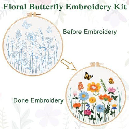 Louise Maelys Floral Butterfly Embroidery Kit for Beginners, DIY Craft - Image 3
