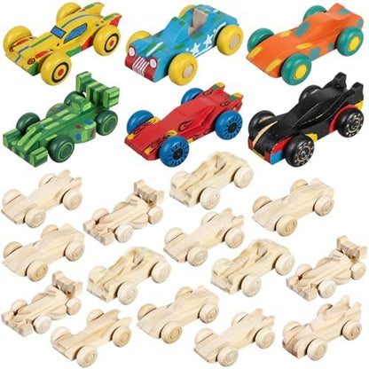 Beeveer 20 Pcs Unfinished Wooden Cars DIY Toys, Paintable Toy Cars Crafts to Paint for Students Home Activities Family Time Handicraft Projects Party Favors (Popular) by Beeveer