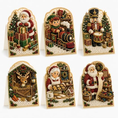 Diamond Art Christmas Cards 6 Pack, 5D DIY Gem Greeting Kits with Envelopes by Unknown
