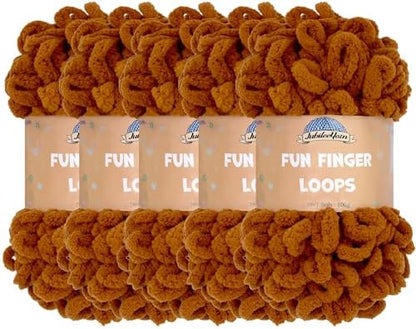 JubileeYarn Fun Finger Loops Yarn - Hickory - 5 Skeins by BambooMN