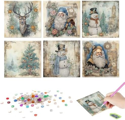 LSQFS Diamond Art Retro Christmas Card Set with Matching Envelopes,6 Pieces - Image 3