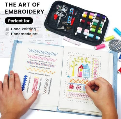 Drawnby Embroidery Stitch Book Kit, Large Size Stitch Book with Full Sewing Tools and Instructional Tutorial, Embroidery Kit for Beginners, Gift for Craft Lovers and Sew Enthusiast - Image 4