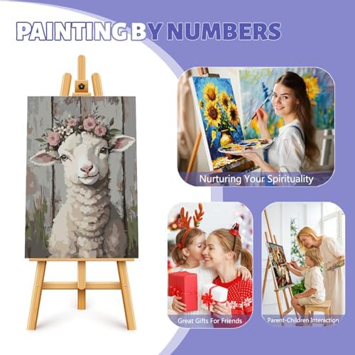 Framed Paint by Numbers Kit for Adults Beginner & Kids Ages 8-12, Lamb Paint by Numbers on Canvas with Frame, without Easel, DIY Number Painting for Adults Cute Animal for Home Decor Gift 8 x 12 Inch - Image 7