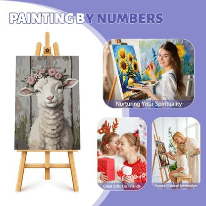 Framed Paint by Numbers Kit for Adults Beginner & Kids Ages 8-12, Lamb Paint by Numbers on Canvas with Frame, without Easel, DIY Number Painting for Adults Cute Animal for Home Decor Gift 8 x 12 Inch - Image 7